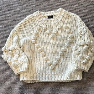 Vici Cream Heart Knit Sweater -M